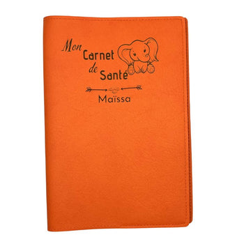 Protège Carnet de Santé Personnalisé Orange